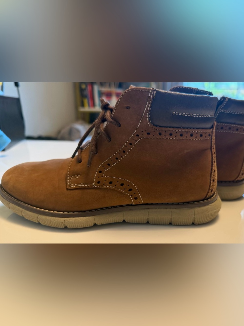 Johnston & Murphy Kids Tan Brown Leather Zip up Boot